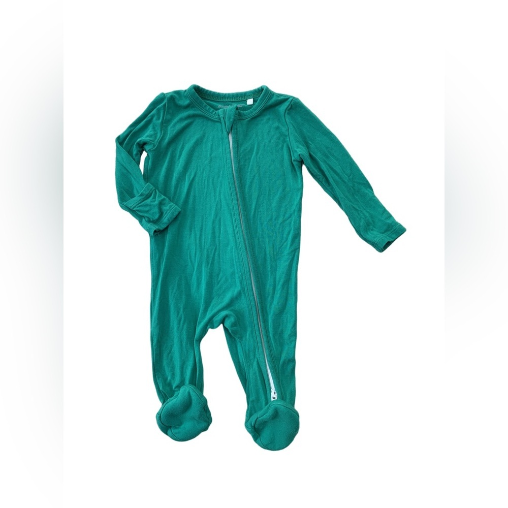 Angel Dear Size 0-3 Months Emerald Green Bamboo Zip Footie Sleeper Pajamas